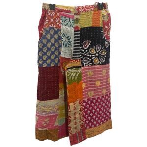 RAHAB’S ROPE CROPPED KANTHA PANTS SIZE S/M Waist 15’ max 16.5’ Inseam 22’